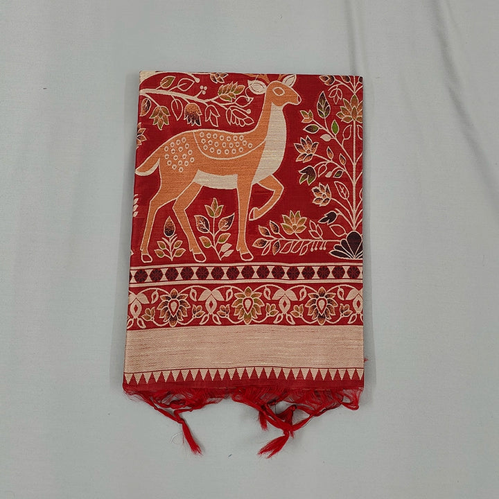 Hayagrivas Red Fancy Cotton Saree SSCBF84F14-4