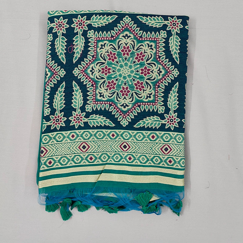 Hayagrivas Teal Green Fancy Cotton Saree SSCBF84F19-8