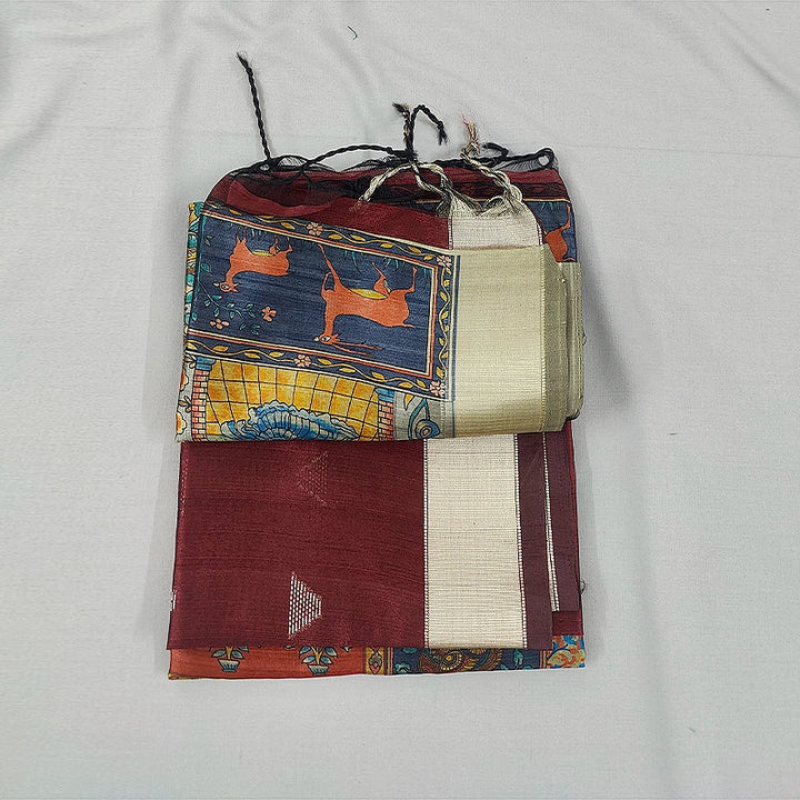 Hayagrivas Maroon Fancy Cotton Saree SSCBF92F6-1