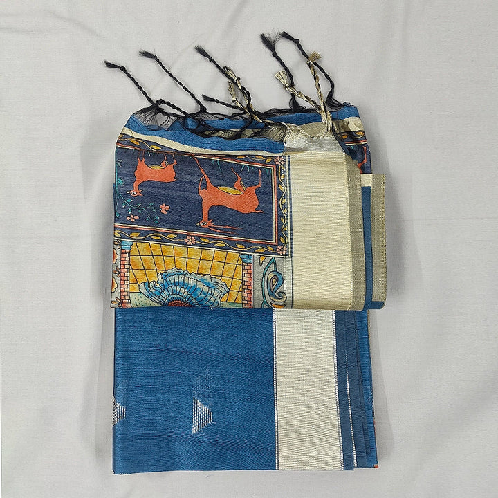 Hayagrivas Peacock Blue Fancy Cotton Saree SSCBF92F6-7