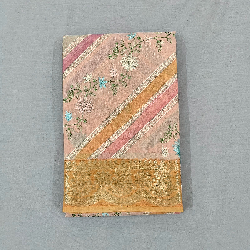 Hayagrivas Soft Peach Fancy Cotton Saree SSCBF99F5-1