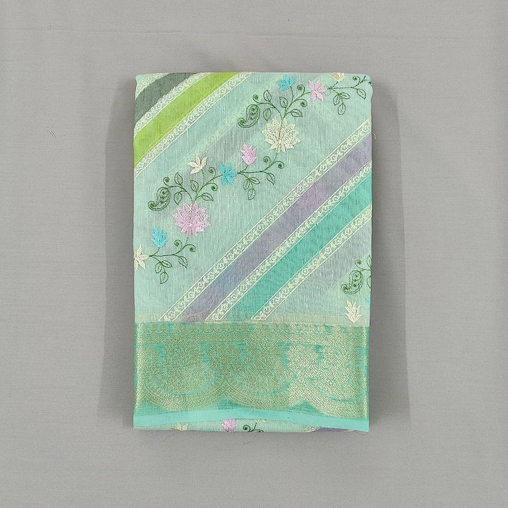 Hayagrivas Sea Green Fancy Cotton Saree SSCBF99F5-2