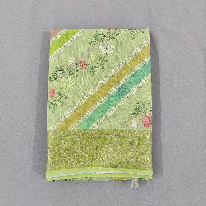 Hayagrivas Light Lime-Green Fancy Cotton Saree SSCBF99F5-3