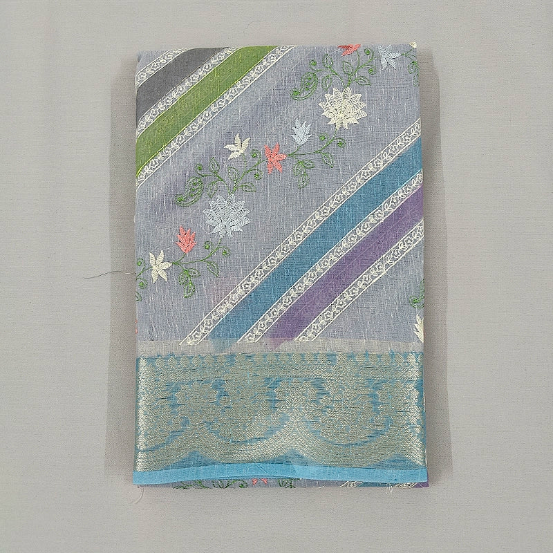 Hayagrivas Grey Fancy Cotton Saree SSCBF99F5-5