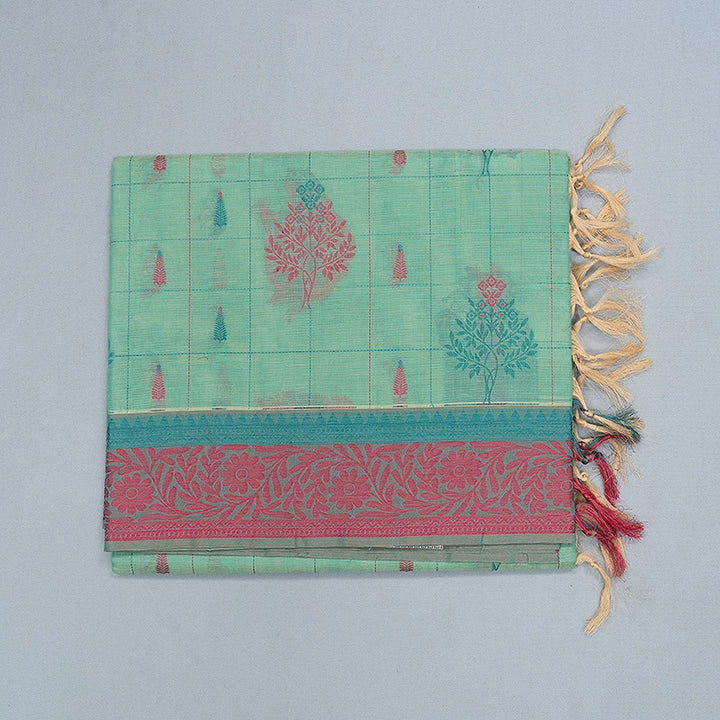 Hayagrivas Sea Green Handloom Cotton Saree SSSBF126H1-2