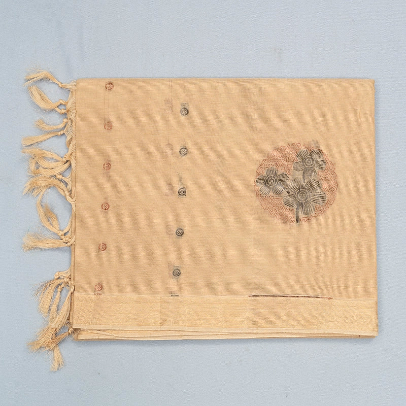Hayagrivas Cream-Beige Handloom Cotton Saree SSSBF126H5-3