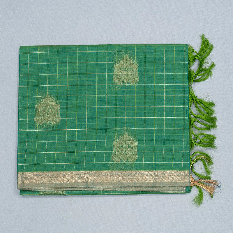 Hayagrivas Green Handloom Cotton Saree SSSBF127H2-2