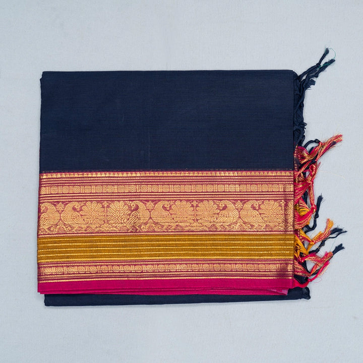 Hayagrivas Midnight Blue Handloom Chettinad Cotton Saree SSSBF131H1-7