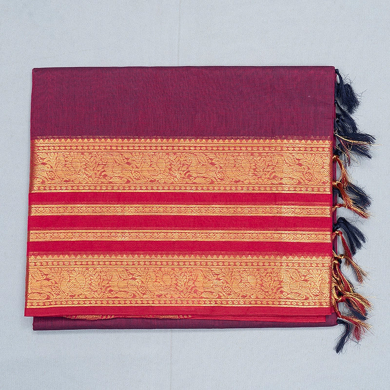 Hayagrivas Purple Handloom Chettinad Cotton Saree SSSBF131H7-1