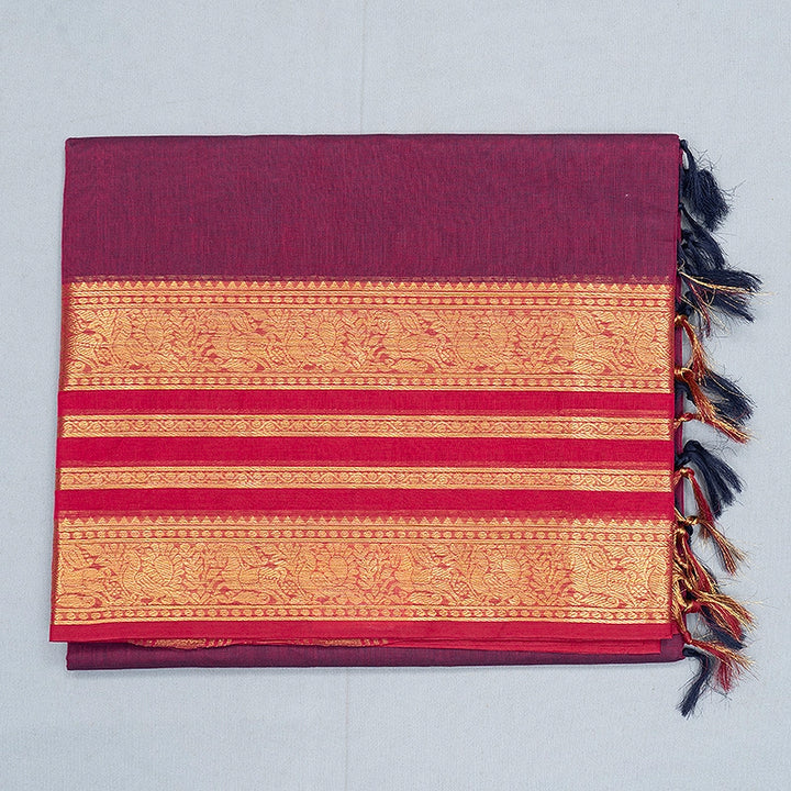 Hayagrivas Purple Handloom Chettinad Cotton Saree SSSBF131H7-1
