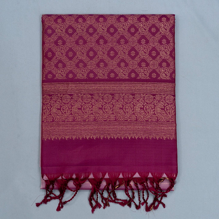Hayagrivas Lotus Pink Handloom Soft Silk Saree KBF536G2-6