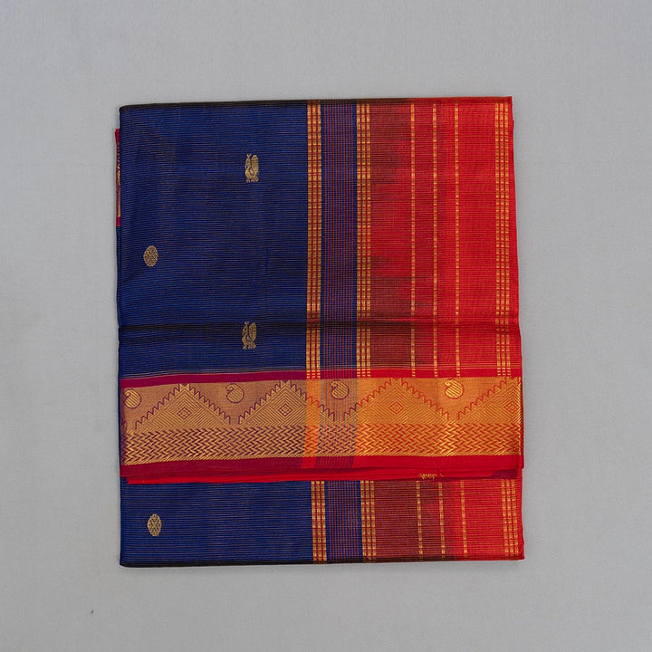 Hayagrivas Royal Blue Pure Silk Cotton Saree SSCBF53E7-6