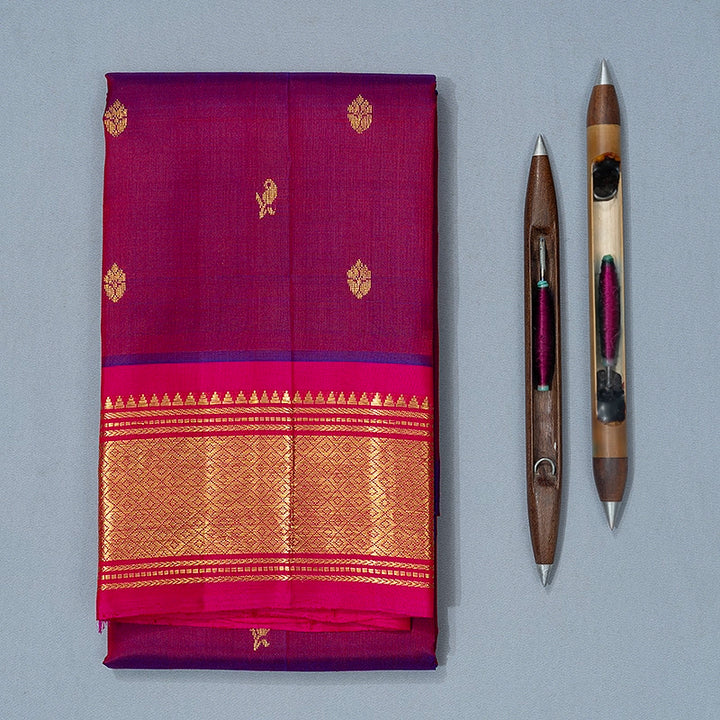 Hayagrivas Wine Maroon Pure One-sided Border Kanjivaram Silk Saree KBF703G1-21