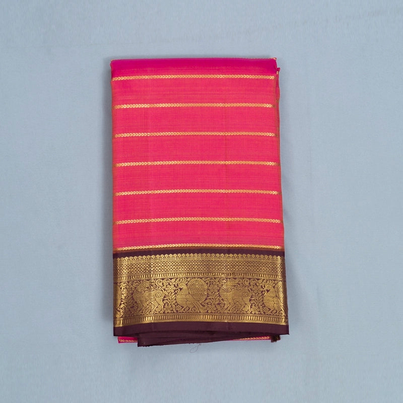 Hayagrivas Handloom Pink Kanjivaram Silk Saree with Burgundy Border KBF237E2-1