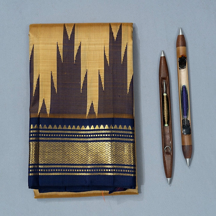 Hayagrivas Beige Pure One-sided Border Kanjivaram Silk Saree KBF514F2-7