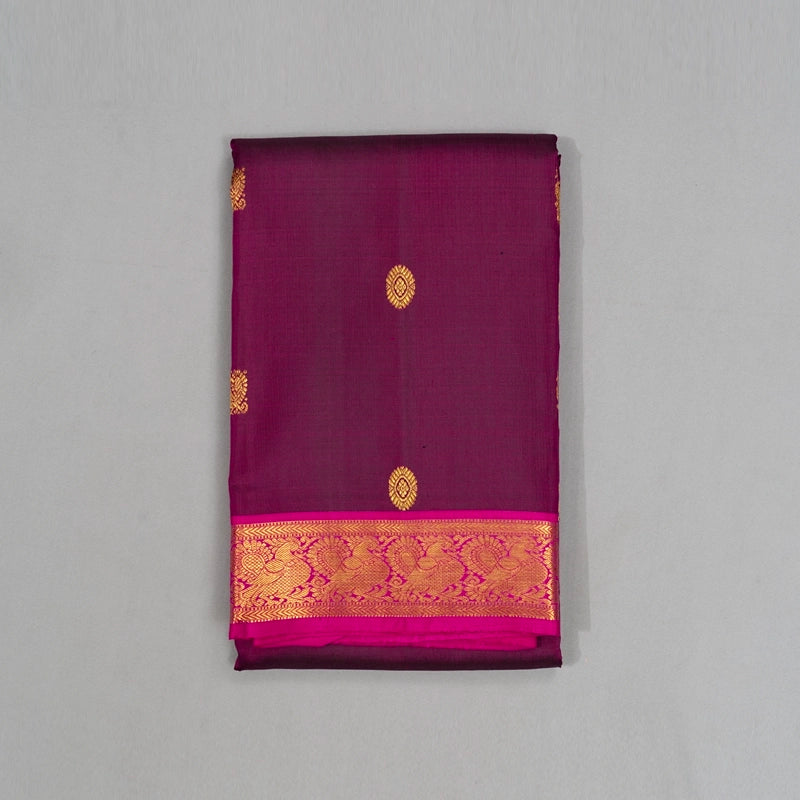 Hayagrivas Handloom Purple Kanjivaram Silk Saree with Rani Pink Border KBE2132A1-4