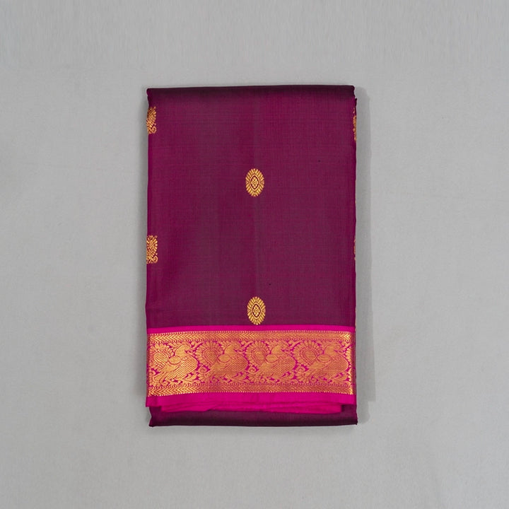 Hayagrivas Handloom Purple Kanjivaram Silk Saree with Rani Pink Border KBE2132A1-4