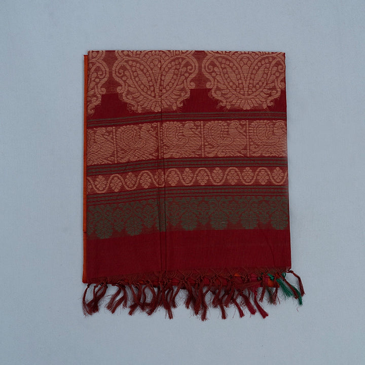 Hayagrivas Rust Orange Handloom Kanchi Cotton Saree KSBE90A7-3
