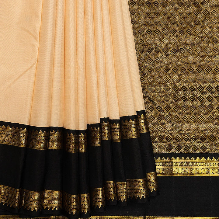 Hayagrivas Handloom Sandal Kanjivaram Silk Saree with Black Border KBF498F1-2
