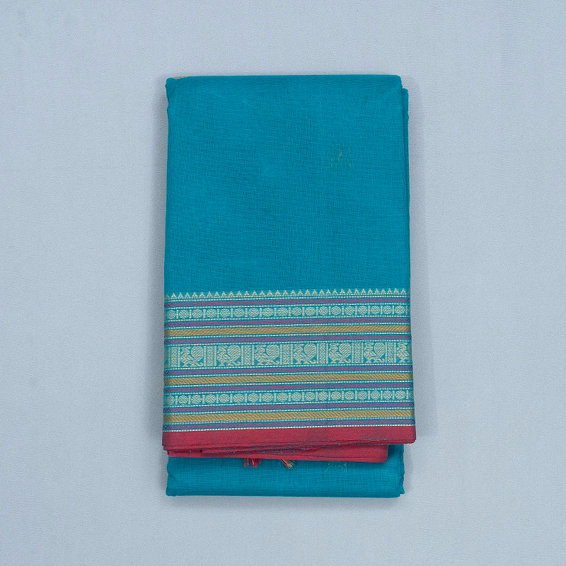 Hayagrivas Teal Blue Handloom Kanchi Cotton Saree SSCBF66E4-10