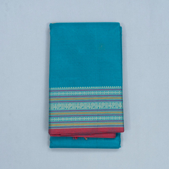Hayagrivas Teal Blue Handloom Kanchi Cotton Saree SSCBF66E4-10