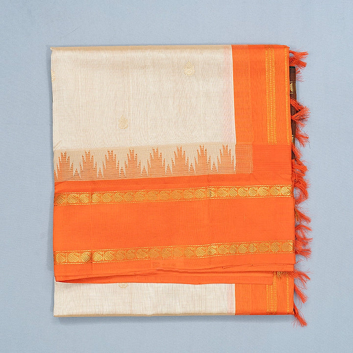 Hayagrivas Beige Pure Silk Cotton Saree SSCBF56E4-1