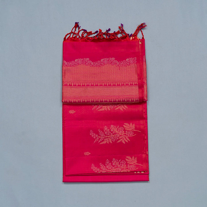 Hayagrivas Reddish-Pink Handloom Soft Silk Saree KSBE85A23-1