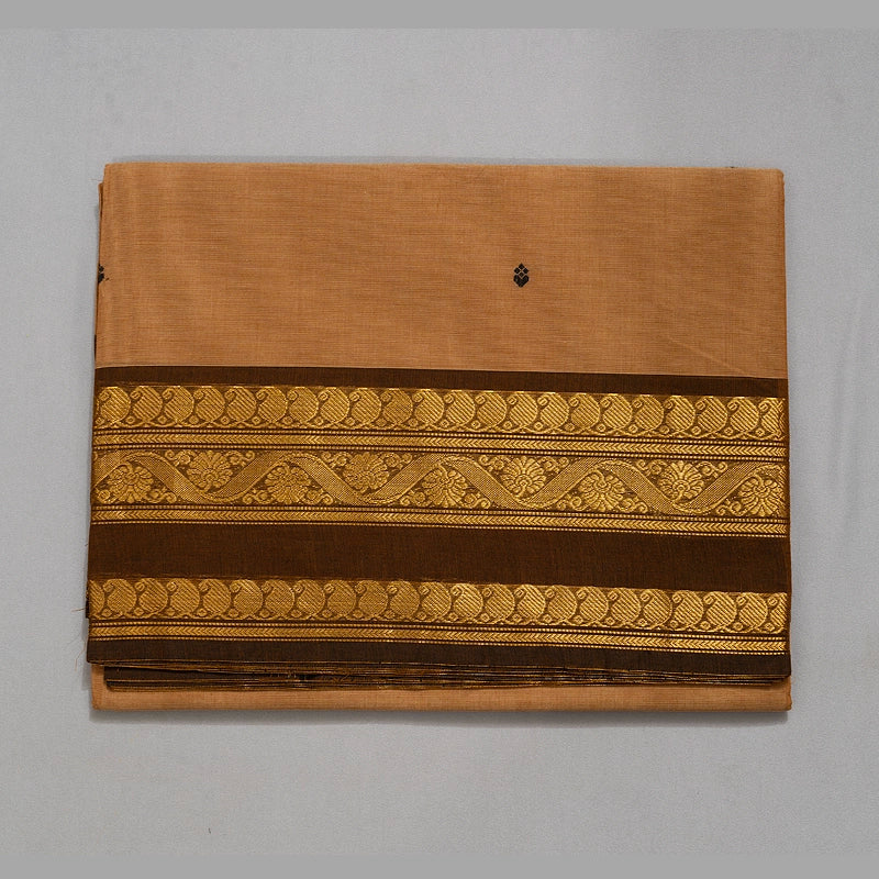 Hayagrivas Khaki Brown Handloom Chettinad Cotton Saree KSBE86A4-17