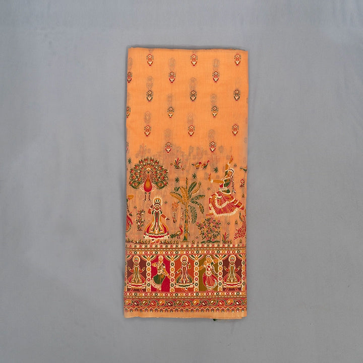 Hayagrivas Peach Orange Semi Banarasi Saree KBD2093C2-4