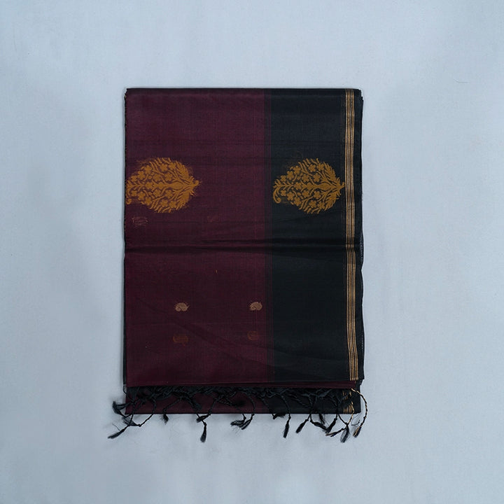 Hayagrivas Wine Ikkat Kora Silk Cotton Saree KSBE92A10-3