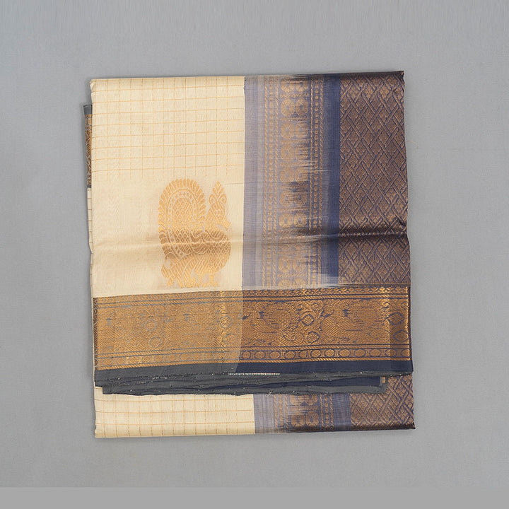 Hayagrivas Half-White Pure Silk Cotton Saree SSCBF13D15-1