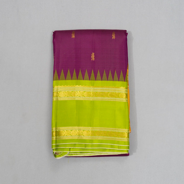 Hayagrivas Handloom Purple Kanjivaram Silk Saree with Ganga Jamuna Border KBE2318B7-1