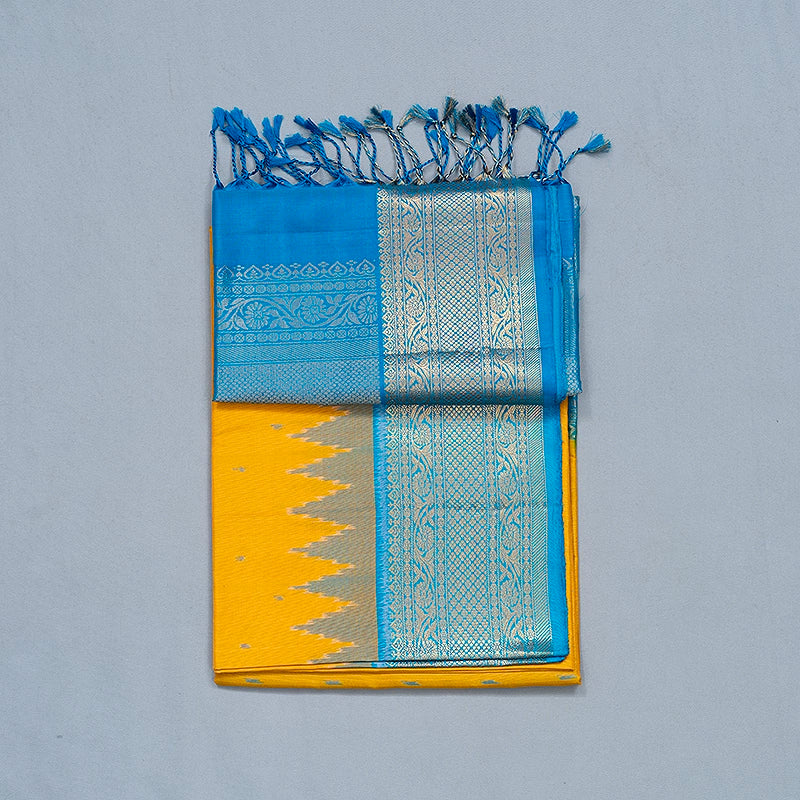 Hayagrivas Yellow Handloom Ikkat Soft Silk Saree KBE2189A1-2