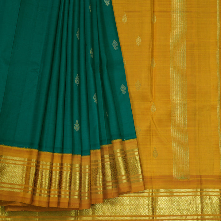 Hayagrivas Emerald Green One side border Kanjivaram Silk Saree KBE807H1-12