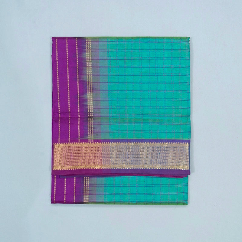 Hayagrivas Blue-Green Pure Silk Cotton Saree SSCBF53E9-1