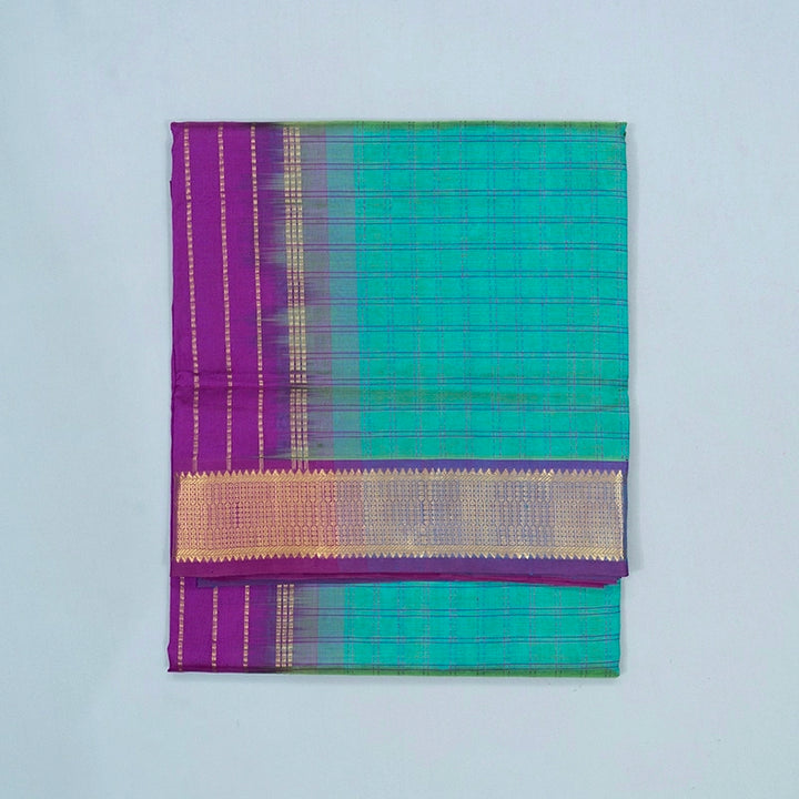Hayagrivas Blue-Green Pure Silk Cotton Saree SSCBF53E9-1