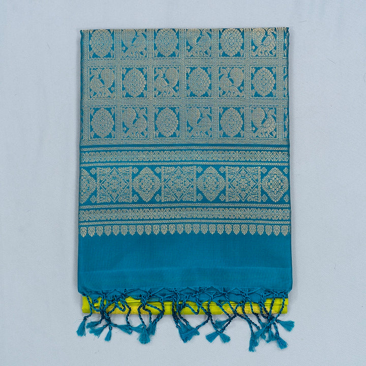 Hayagrivas Lime Green Handloom Soft Silk Saree KBF536G2-11