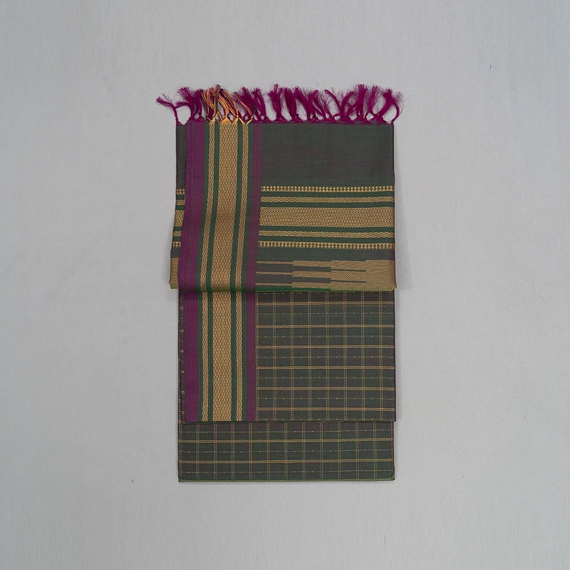 Hayagrivas Peacock Green Handloom Kanchi Cotton Saree SSCBF103F4-2