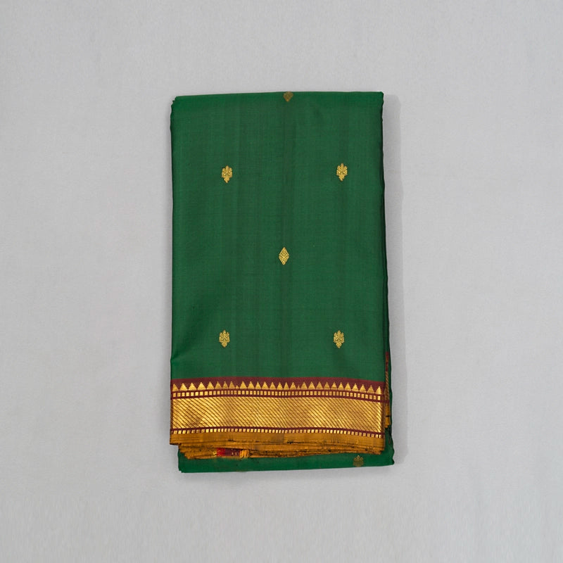 Hayagrivas Handloom Bottle Green Kanjivaram Silk Saree with Maroon Border KBE1474J4-4