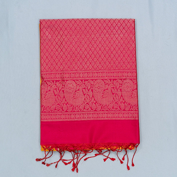 Hayagrivas Mango Orange Handloom Soft Silk Saree KBE2141A5-1