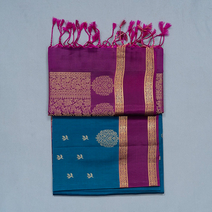 Hayagrivas Ramar Blue Handloom Soft Silk Saree KBF454F1-9