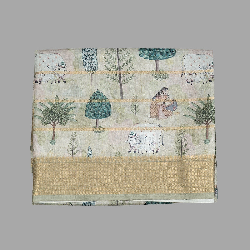 Hayagrivas Pale Olive Green Fancy Cotton Sarees KBE2164A6-18