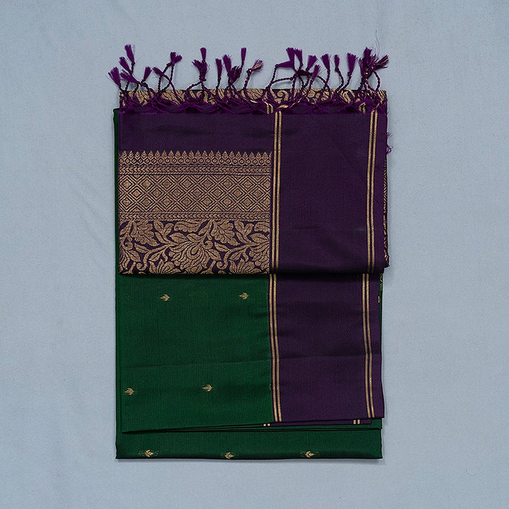 Hayagrivas Bottle Green Handloom Soft Silk Saree KBF46D1-4