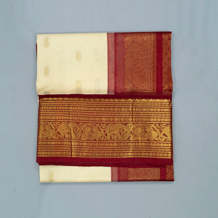 Hayagrivas Half-White Pure Silk Cotton Saree SSCBF16D4-21