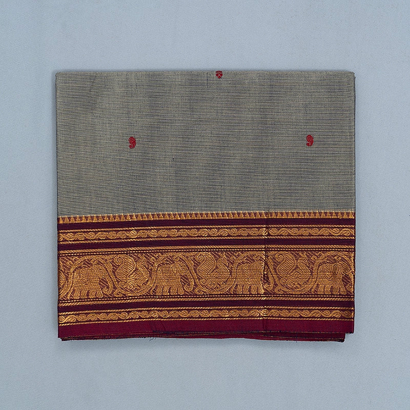 Hayagrivas Elephant Grey Handloom Chettinad Cotton Saree SSKBF86F1-93