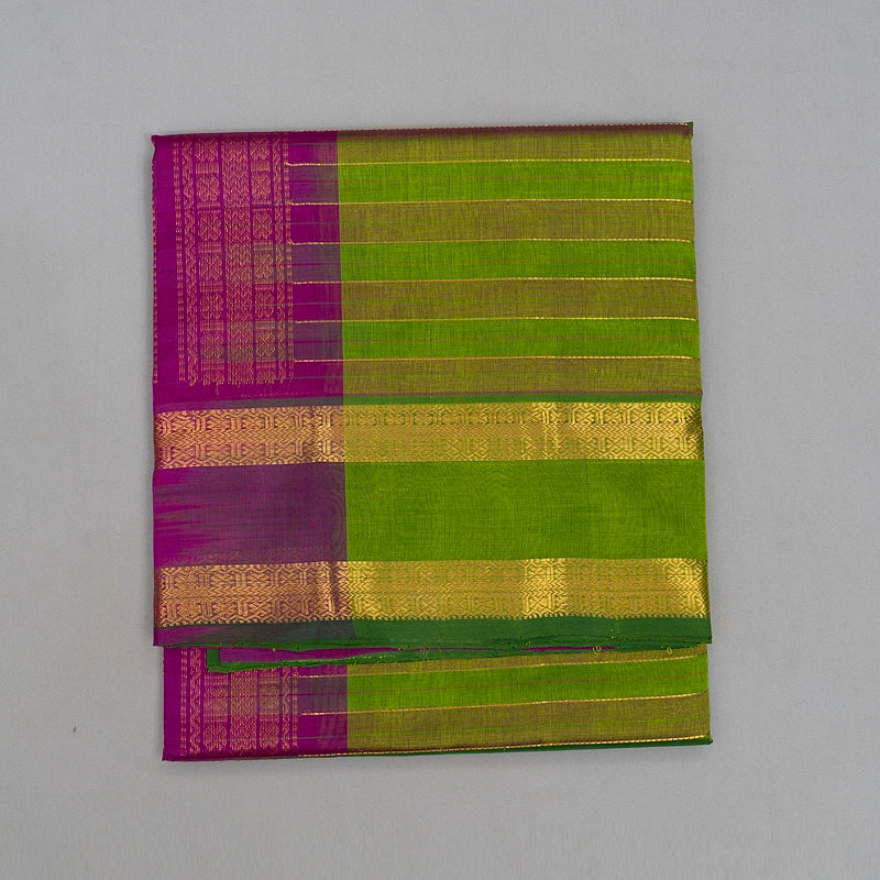 Hayagrivas Parrot Green & Purple Stripes Pure Silk Cotton Saree SSCBF37D1-7