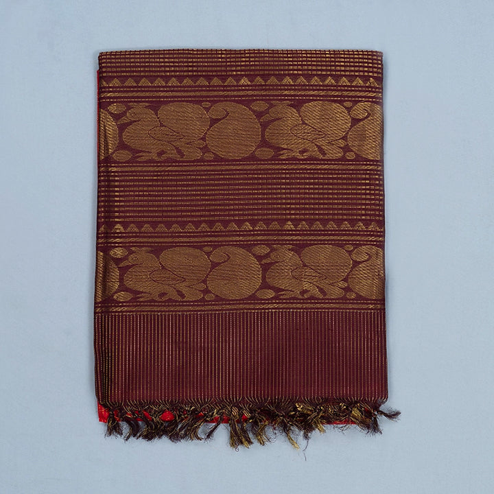Hayagrivas Red Kora Silk Cotton Saree KBE1678K2-22