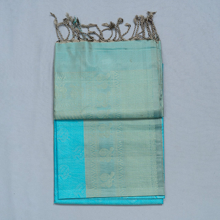 Hayagrivas Sky Blue Handloom Soft Silk Saree KBE2106A31-3