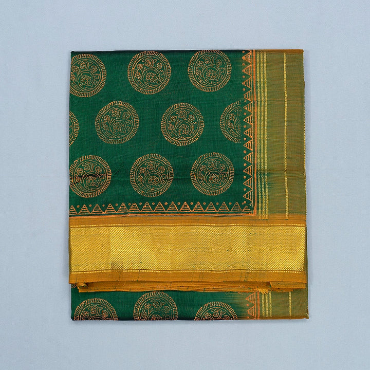 Hayagrivas Bottle Green Pure Printed Silk Cotton Saree HBF195E3-16