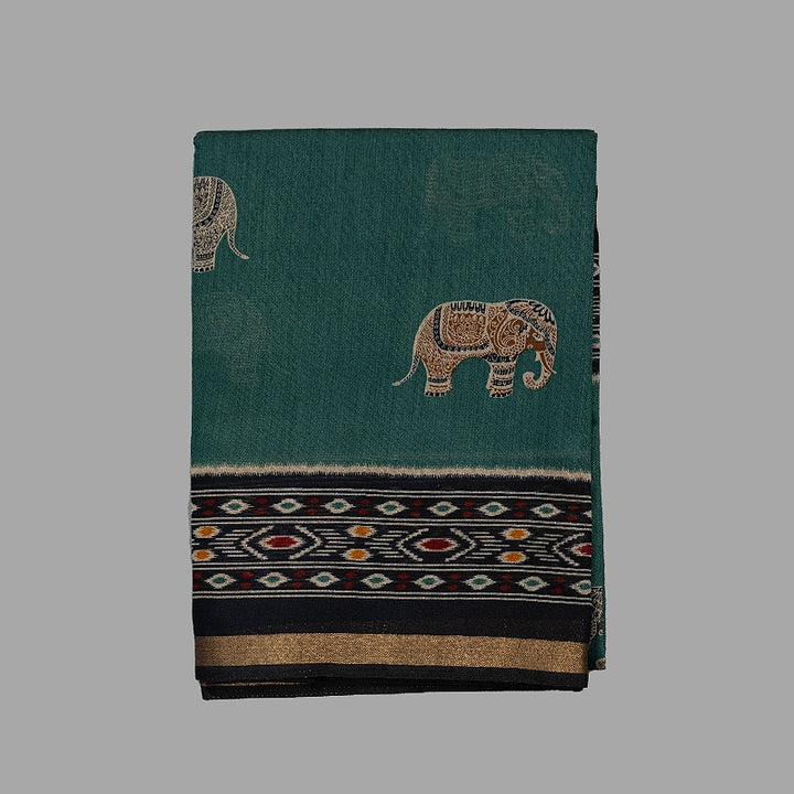 Hayagrivas Teal Green Fancy Cotton Saree KBE2544C12-9